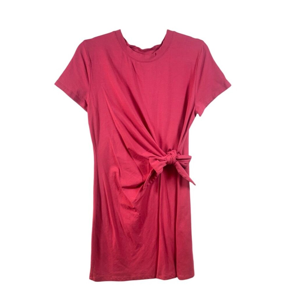 A New Day Rose Pink Tie Front T-Shirt Dress Modal Blend Womens L EUC